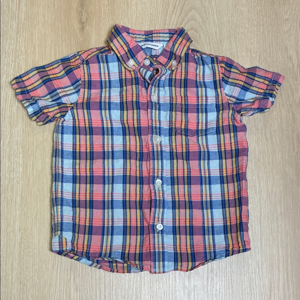 Janie and Jack Multicolor Plaid Short Sleeve Button Down Shirt